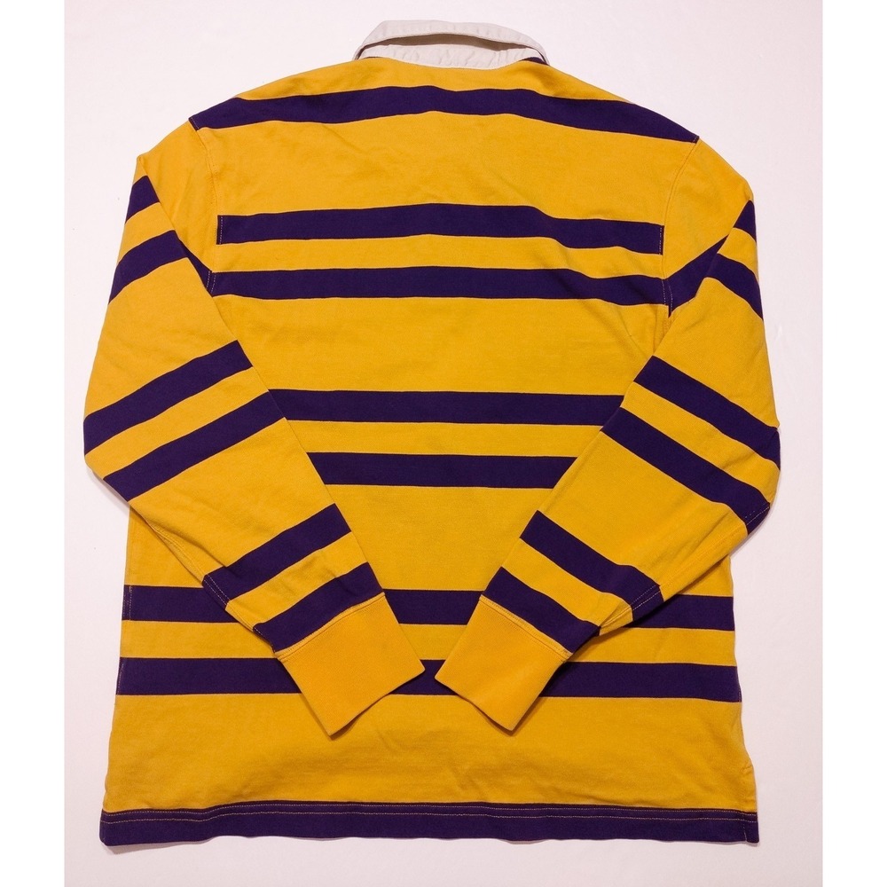 J CREW Long Sleeve Rugby Polo Shirt BE890 Yellow Purple Striped Medium M - Picture 10 of 10